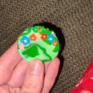 Green Floral Worry stone
